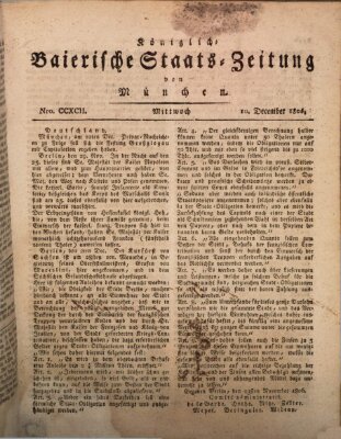 Königlich-Baierische Staats-Zeitung von München (Süddeutsche Presse) Mittwoch 10. Dezember 1806