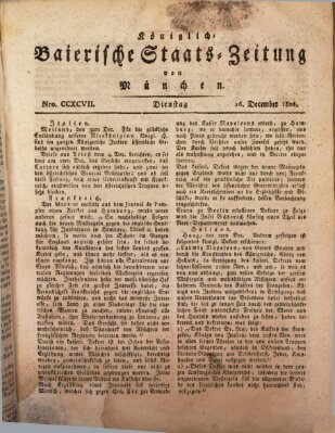 Königlich-Baierische Staats-Zeitung von München (Süddeutsche Presse) Dienstag 16. Dezember 1806