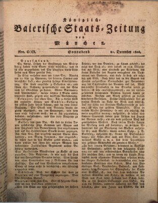 Königlich-Baierische Staats-Zeitung von München (Süddeutsche Presse) Samstag 20. Dezember 1806