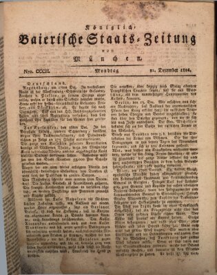 Königlich-Baierische Staats-Zeitung von München (Süddeutsche Presse) Montag 22. Dezember 1806