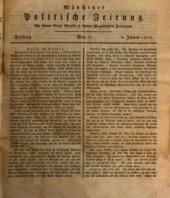 Münchener politische Zeitung (Süddeutsche Presse) Freitag 2. Januar 1807