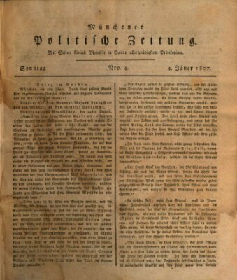 Münchener politische Zeitung (Süddeutsche Presse) Sonntag 4. Januar 1807