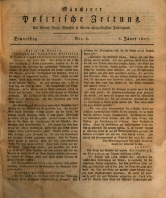 Münchener politische Zeitung (Süddeutsche Presse) Donnerstag 8. Januar 1807