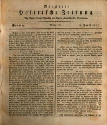 Münchener politische Zeitung (Süddeutsche Presse) Sonntag 25. Januar 1807