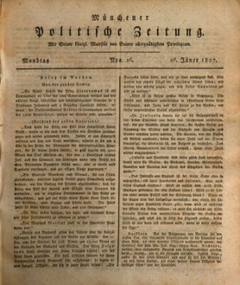 Münchener politische Zeitung (Süddeutsche Presse) Montag 26. Januar 1807