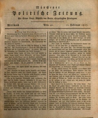 Münchener politische Zeitung (Süddeutsche Presse) Mittwoch 11. Februar 1807