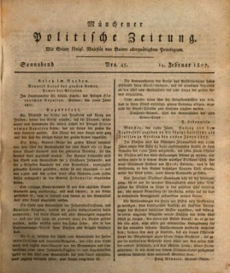 Münchener politische Zeitung (Süddeutsche Presse) Samstag 14. Februar 1807