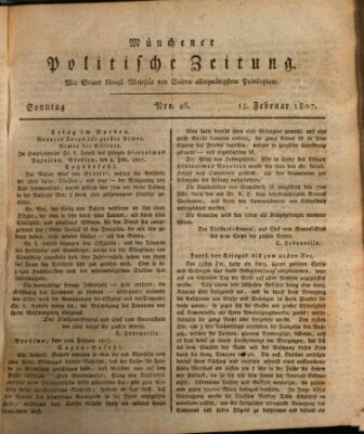 Münchener politische Zeitung (Süddeutsche Presse) Sonntag 15. Februar 1807