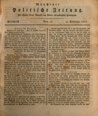 Münchener politische Zeitung (Süddeutsche Presse) Mittwoch 25. Februar 1807