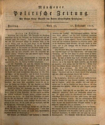 Münchener politische Zeitung (Süddeutsche Presse) Freitag 27. Februar 1807