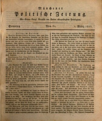 Münchener politische Zeitung (Süddeutsche Presse) Sonntag 1. März 1807