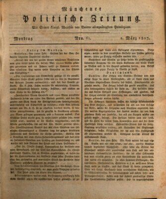 Münchener politische Zeitung (Süddeutsche Presse) Montag 2. März 1807