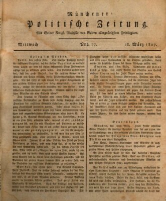 Münchener politische Zeitung (Süddeutsche Presse) Mittwoch 18. März 1807