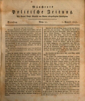 Münchener politische Zeitung (Süddeutsche Presse) Dienstag 7. April 1807