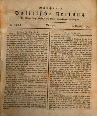Münchener politische Zeitung (Süddeutsche Presse) Mittwoch 8. April 1807