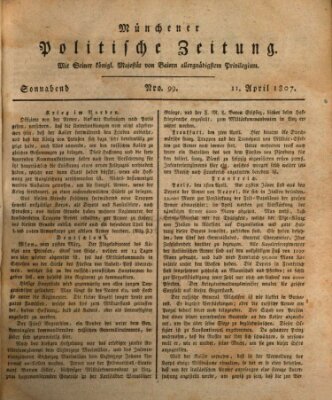 Münchener politische Zeitung (Süddeutsche Presse) Samstag 11. April 1807