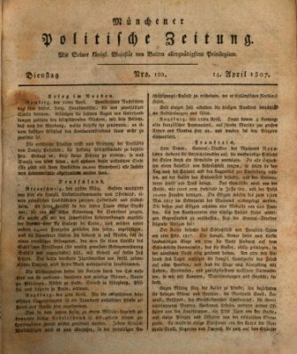 Münchener politische Zeitung (Süddeutsche Presse) Dienstag 14. April 1807