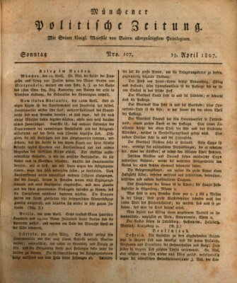 Münchener politische Zeitung (Süddeutsche Presse) Sonntag 19. April 1807