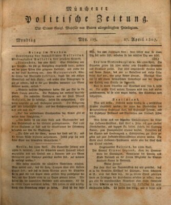 Münchener politische Zeitung (Süddeutsche Presse) Montag 27. April 1807