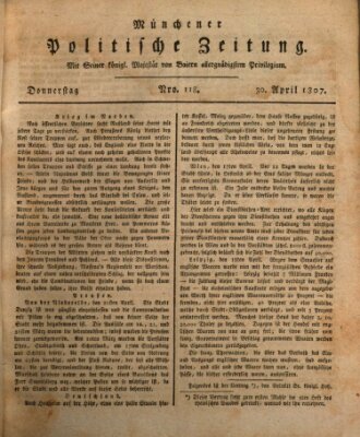 Münchener politische Zeitung (Süddeutsche Presse) Donnerstag 30. April 1807