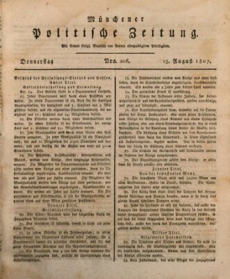 Münchener politische Zeitung (Süddeutsche Presse) Donnerstag 13. August 1807