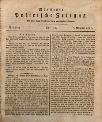 Münchener politische Zeitung (Süddeutsche Presse) Montag 17. August 1807