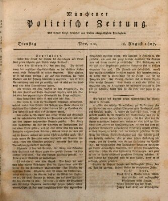 Münchener politische Zeitung (Süddeutsche Presse) Dienstag 18. August 1807