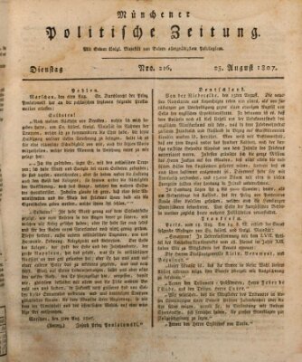 Münchener politische Zeitung (Süddeutsche Presse) Dienstag 25. August 1807