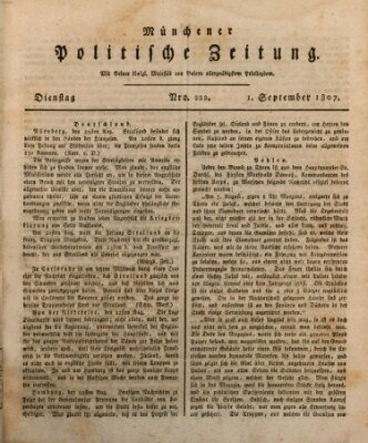 Münchener politische Zeitung (Süddeutsche Presse) Dienstag 1. September 1807