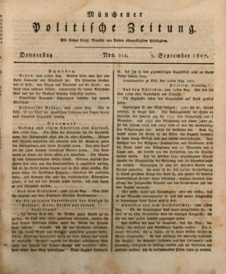 Münchener politische Zeitung (Süddeutsche Presse) Donnerstag 3. September 1807