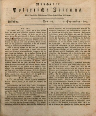 Münchener politische Zeitung (Süddeutsche Presse) Dienstag 8. September 1807