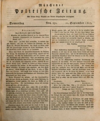 Münchener politische Zeitung (Süddeutsche Presse) Donnerstag 10. September 1807