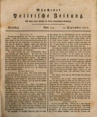 Münchener politische Zeitung (Süddeutsche Presse) Dienstag 15. September 1807