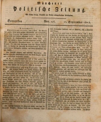 Münchener politische Zeitung (Süddeutsche Presse) Donnerstag 17. September 1807