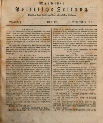 Münchener politische Zeitung (Süddeutsche Presse) Montag 21. September 1807