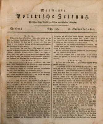 Münchener politische Zeitung (Süddeutsche Presse) Montag 28. September 1807