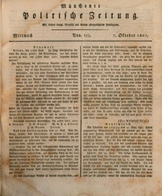 Münchener politische Zeitung (Süddeutsche Presse) Mittwoch 7. Oktober 1807