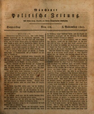 Münchener politische Zeitung (Süddeutsche Presse) Donnerstag 5. November 1807