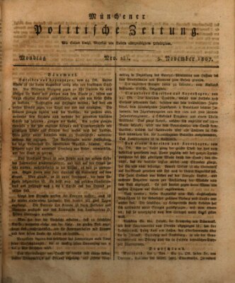 Münchener politische Zeitung (Süddeutsche Presse) Montag 9. November 1807