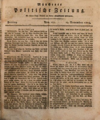 Münchener politische Zeitung (Süddeutsche Presse) Freitag 13. November 1807