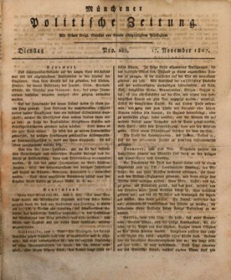 Münchener politische Zeitung (Süddeutsche Presse) Dienstag 17. November 1807