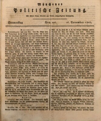 Münchener politische Zeitung (Süddeutsche Presse) Donnerstag 26. November 1807