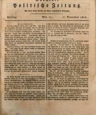 Münchener politische Zeitung (Süddeutsche Presse) Freitag 27. November 1807