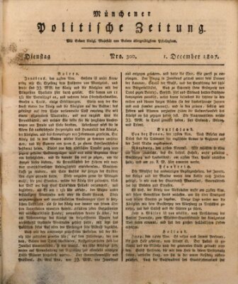 Münchener politische Zeitung (Süddeutsche Presse) Dienstag 1. Dezember 1807