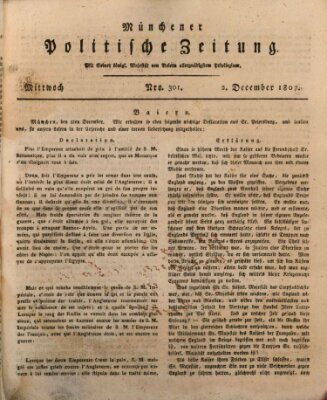 Münchener politische Zeitung (Süddeutsche Presse) Mittwoch 2. Dezember 1807