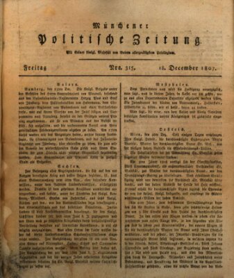 Münchener politische Zeitung (Süddeutsche Presse) Freitag 18. Dezember 1807