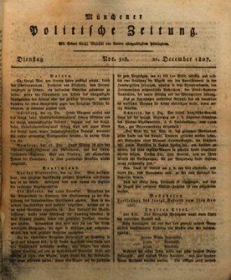 Münchener politische Zeitung (Süddeutsche Presse) Dienstag 22. Dezember 1807