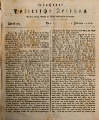 Münchener politische Zeitung (Süddeutsche Presse) Montag 1. Februar 1808