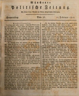 Münchener politische Zeitung (Süddeutsche Presse) Donnerstag 11. Februar 1808