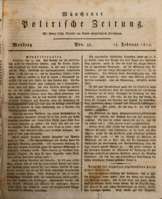 Münchener politische Zeitung (Süddeutsche Presse) Montag 15. Februar 1808